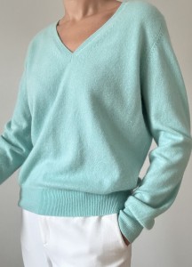 100% kaszmir miętowy sweter | XL