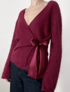 angora burgundowy kardigan | L