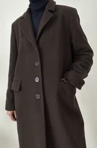 80% wełna czekoladowy płaszcz | XL