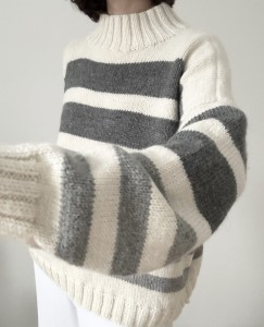 sweter w pasy wełna | XL/onesize