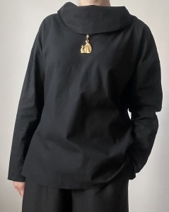 czarna bluzka z kołnierzem | L / oversize