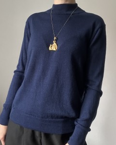 100% wełna granatowy sweter | S/M