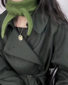 zielony szaliczek wełna i angora